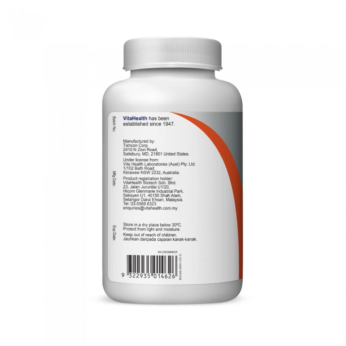 VITAHEALTH Mega B+C Complex 100's Vitamin B Complex, Vitamin C Supplement, Ubat Kuat