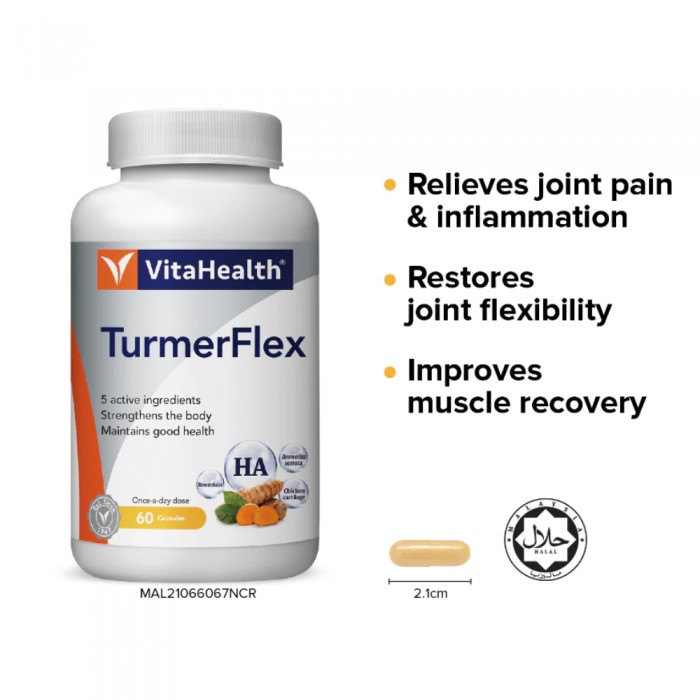 VITAHEALTH Turmerflex 60's for Joint Health, Turmeric Supplement, Hyaluronic Acid