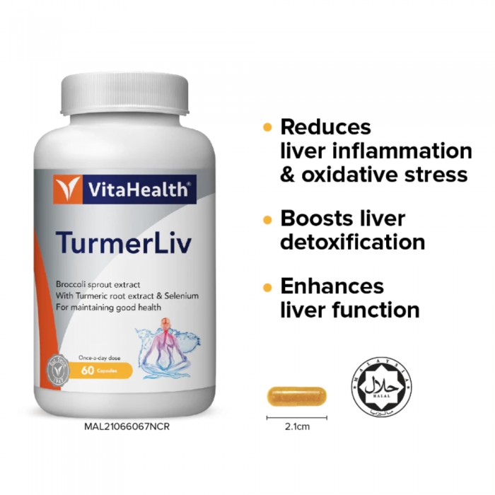 VITAHEALTH Turmerliv 60's with Turmeric Supplement, Selenium Supplement for Liver