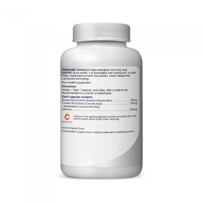 VITAHEALTH Turmerliv 60's with Turmeric Supplement, Selenium Supplement for Liver