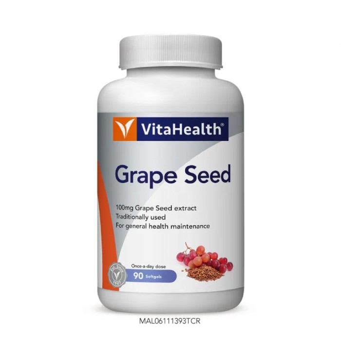 VITAHEALTH Grape Seed 90's for Antioxidant, Varicose Veins Supplement, Grape Seed Supplement