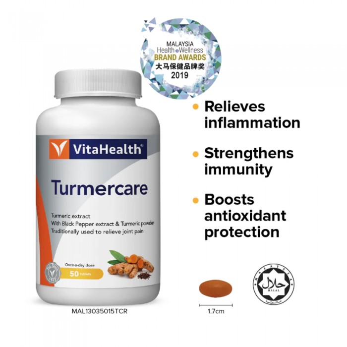 VITAHEALTH Turmercare 50's with Turmeric Supplement, Joint Supplement with Turmeric Powder