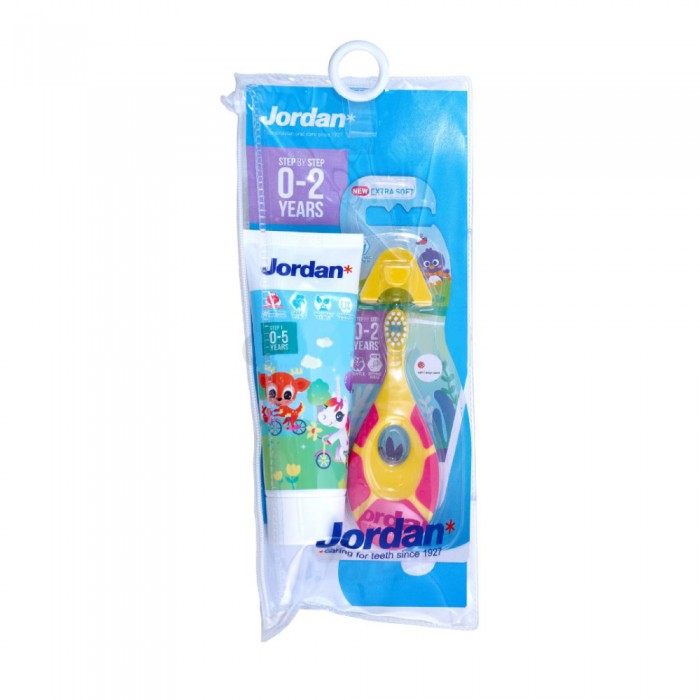 JORDAN Toothpaste Step 1 + Super Soft Kids Toothbrush Travel Pouch 75g for Berus Gigi, Ubat Gigi