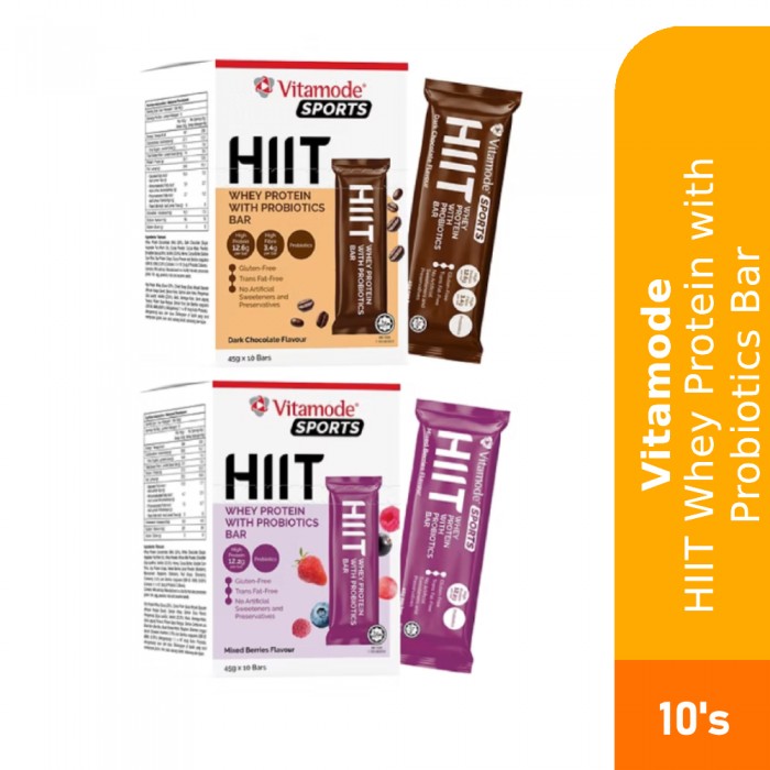 VITAMODE HIIT Whey Protein Bar with Probiotics 10's for Energy Bar, Protein Snack
