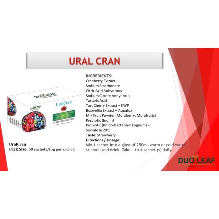 DUOLEAF Cranoral 60's for Urinary Health, Urinary Tract Supplement, Cranberry Supplement