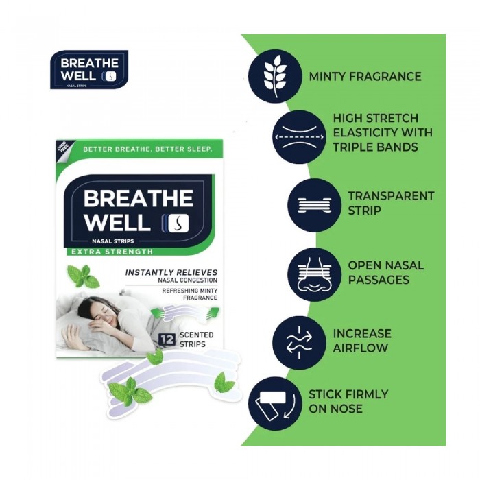 Breathe Well Nasal Strips 12's Extra Strength for nose strip, nasal strip