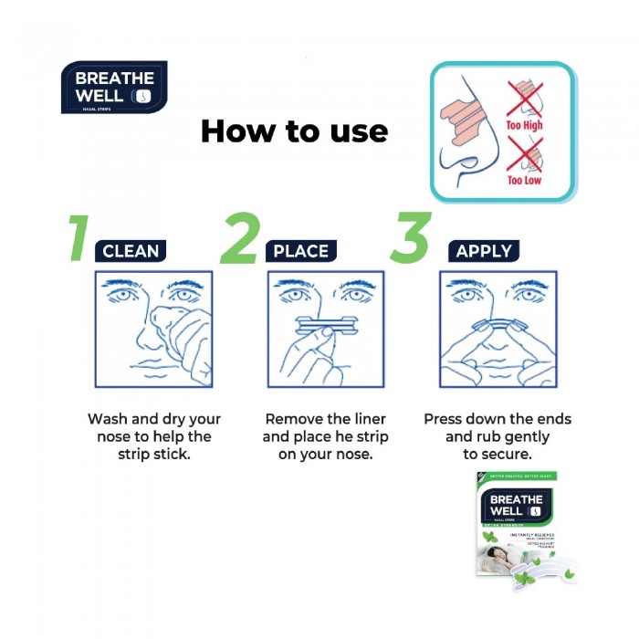 Breathe Well Nasal Strips 12's Extra Strength for nose strip, nasal strip