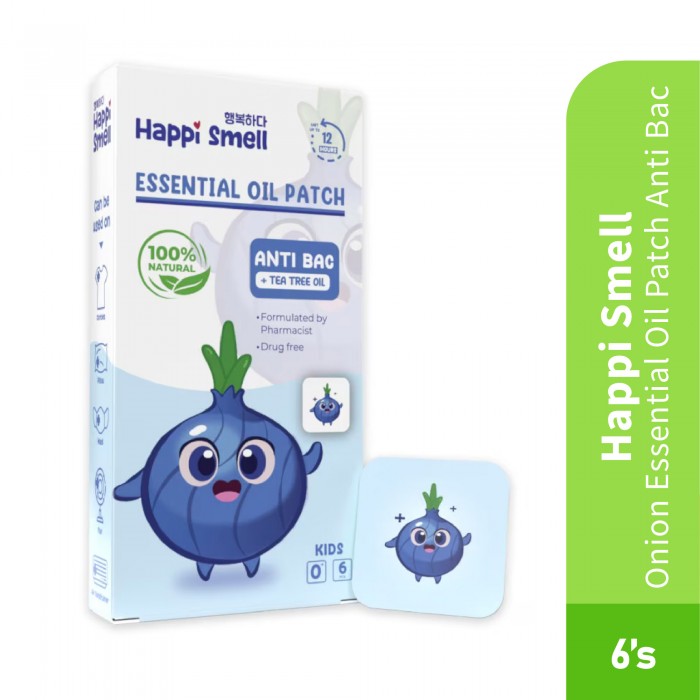 Happi Smell Onion Essential Oil Patch 6's Anti Bac for Sinus, Patch, Essential Oil