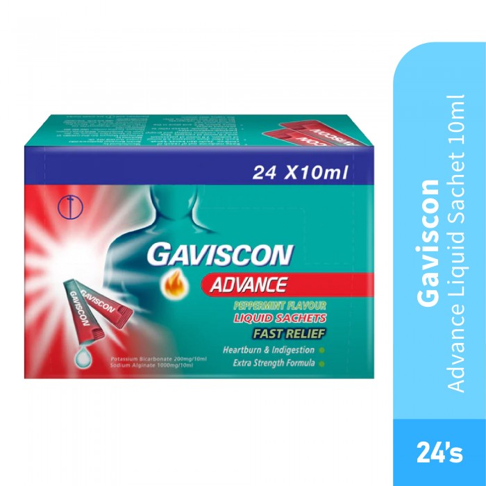 Gaviscon Advance Liquid Sachet 24's for Heartburn, Indigestion