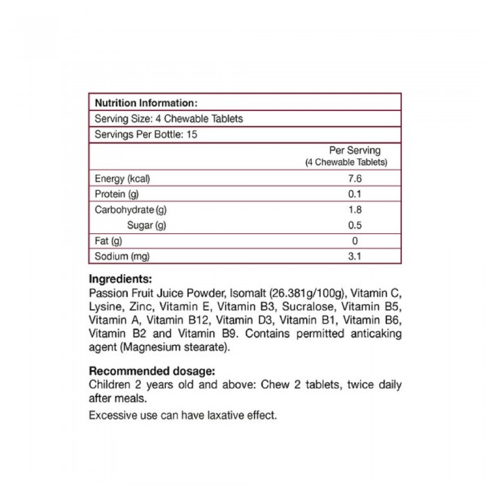 VITAMODE KIDS MULTIVITAMIN TABLET WITH LYSINE & ZINC 60'S