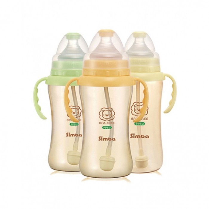 SIMBA PPSU WIDE NECK FEEDING BOTTLE & AUTO STRAW & HANDLE 360ML (12OZ) (P6183) - GREEN