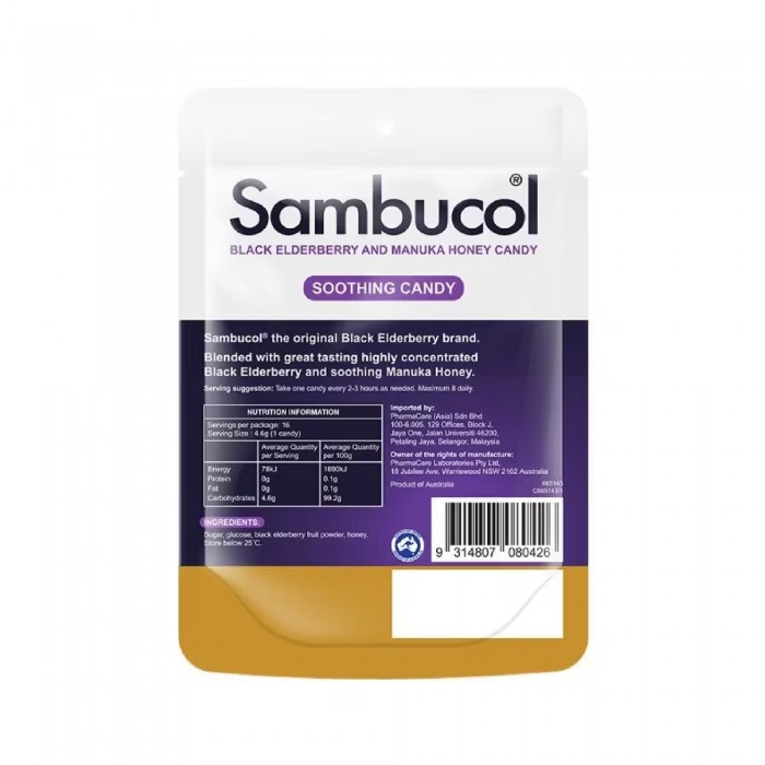 SAMBUCOL MANUKA HONEY CANDY 16'S