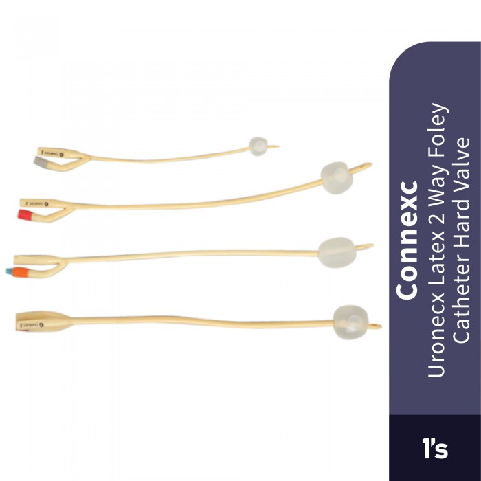 Connecx Uronecx Latex 2way Foley Catheter Hard Valve 1's for Urinary Drainage