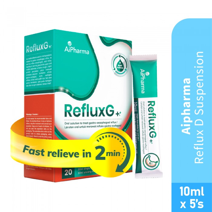 AIPHARMA Reflux D Suspension 10ml x 5's for Acid Reflux, Stomach Acid