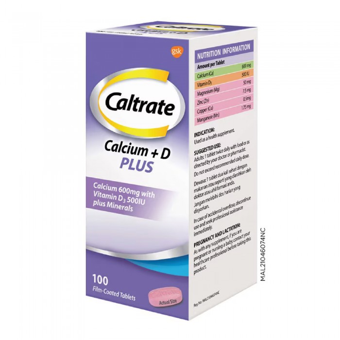 CALTRATE Calcium + D Plus (Purple) 100's for Bone, Muscle, Calcium, Vitamin D