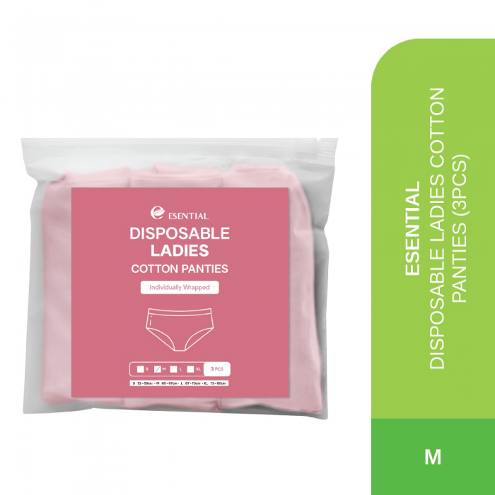 ESENTIAL Disposable Ladies Cotton Panties (3pcs) - M for Women, Disposable underwear