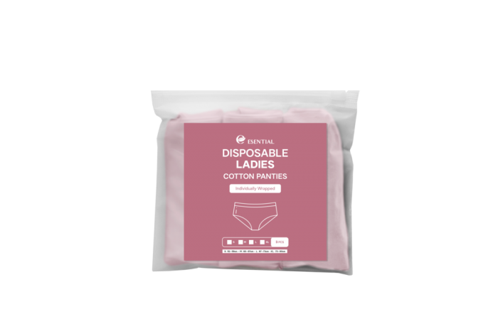 ESENTIAL Disposable Ladies Cotton Panties (3pcs) - L for Women, Disposable Underwear