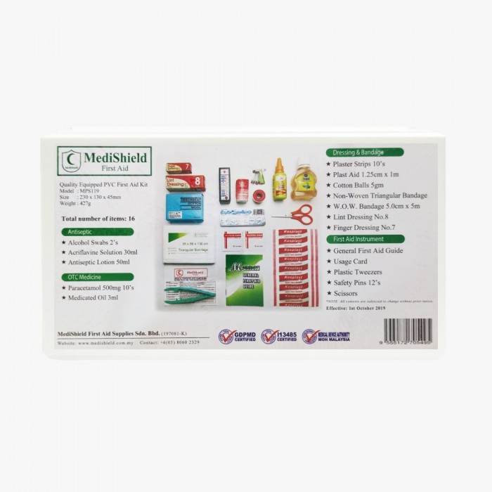 Medishield First Aid Kit Small Equipped Pvc Mps-119