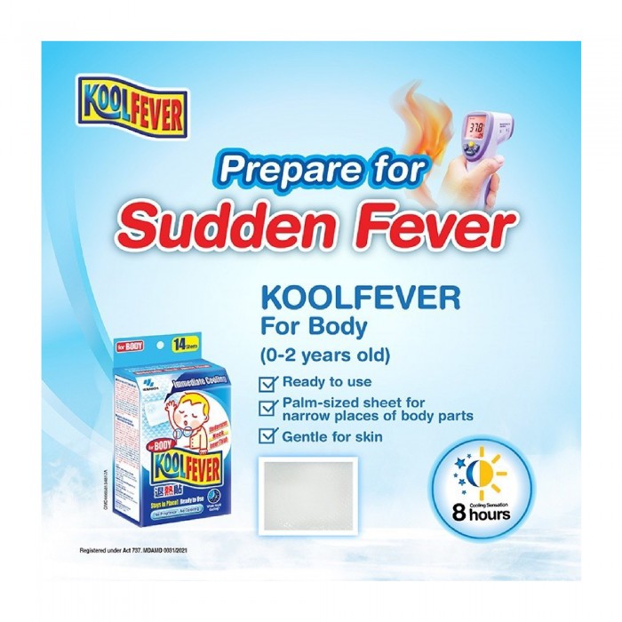 KOOLFEVER Body 14's for Fever, Cool Fever for Adult, Kids & Baby, Kool Fever with Cooling Effect, Cool Temperature, 退热贴