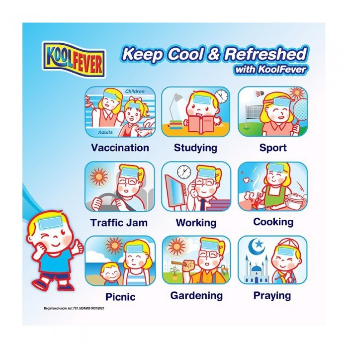 KOOLFEVER Adult Cool Fever Cooling Gel 12's - Cool Fever Cooling Gel / Fever Patch 退热贴