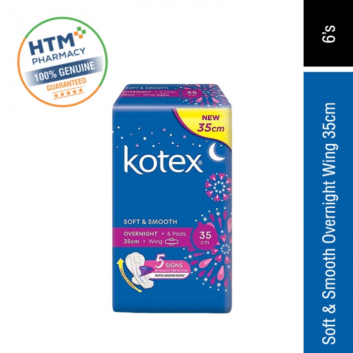 Kotex Soft & Smooth Overnight Wing 35CM 6's