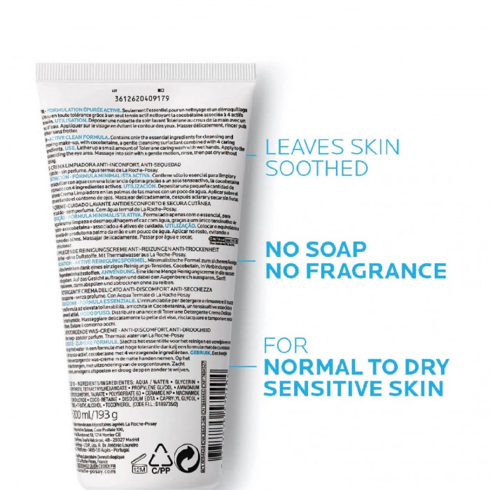LA ROCHE POSAY Toleriane Caring Wash Anti-Discomfort Facial Cleanser 200ml - For Normal, Sensitive Dry Skin 洗臉霜