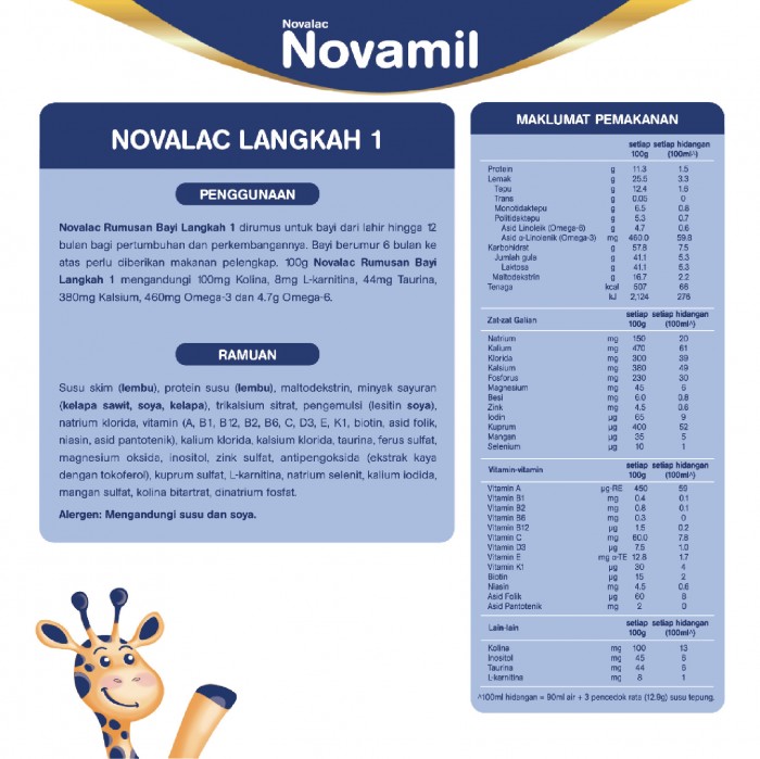 Novalac Step 1 Infant Formula 800G 0-12 Bulan