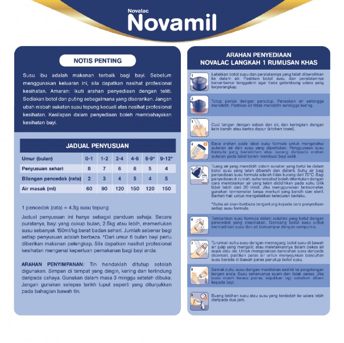 Novalac Step 1 Infant Formula 800G 0-12 Bulan