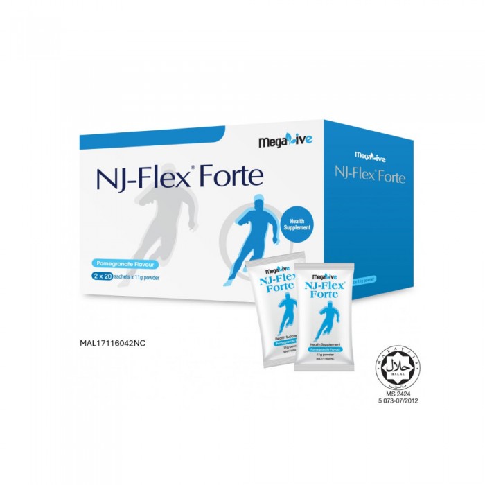 MEGALIVE Nj-FLEX Forte 20's X 2 with Hydrolyzed Collagen, Turmeric Supplement, Ubat Sendi