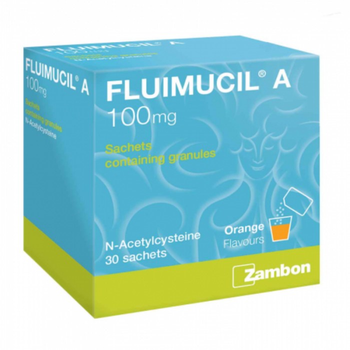 FLUIMUCIL A 100mg 30's for Cough, Phlegm, Phlegm Medicine, Ubat Batuk, Ubat Kahak, 止咳药, in Sachet - Orange