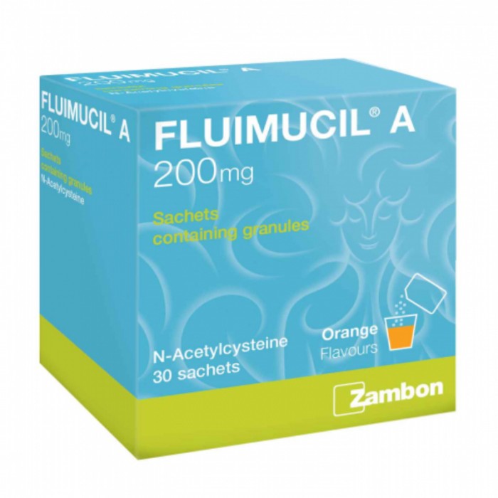 FLUIMUCIL A 200mg 30's for Cough, Phlegm, Phlegm Medicine, Ubat Batuk, Ubat Kahak, 止咳药, in Sachet - Orange