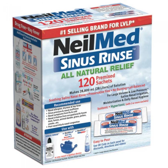 Neilmed Sinus Rinse 120 Premixed Sachets 120's All Natural Relief for Adult Sinus Rinse