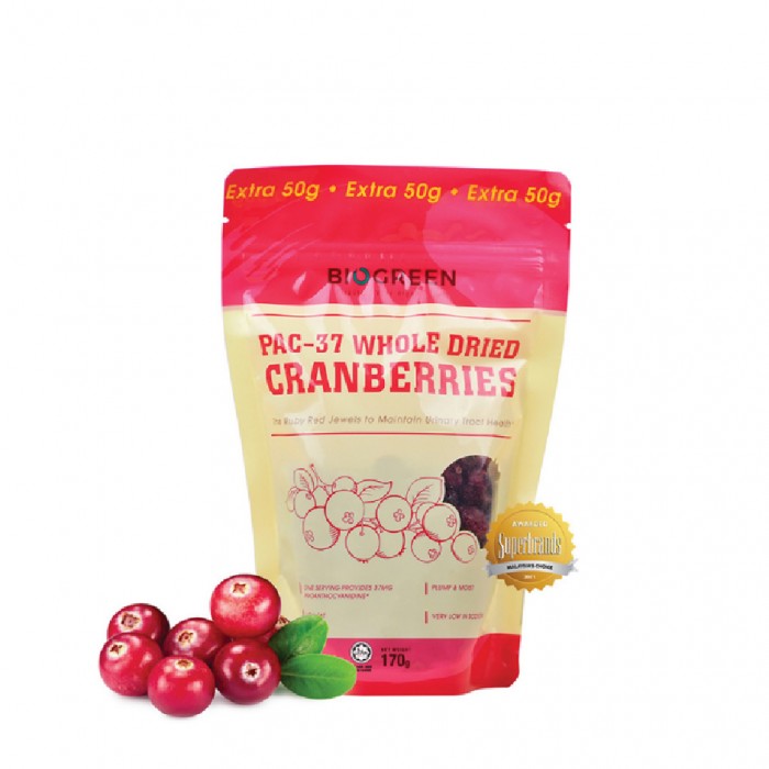 BIOGREEN PAC-37 Whole Dried Cranberries 170g