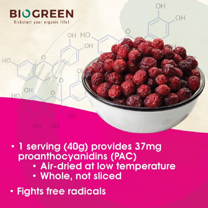 BIOGREEN PAC-37 Whole Dried Cranberries 170g