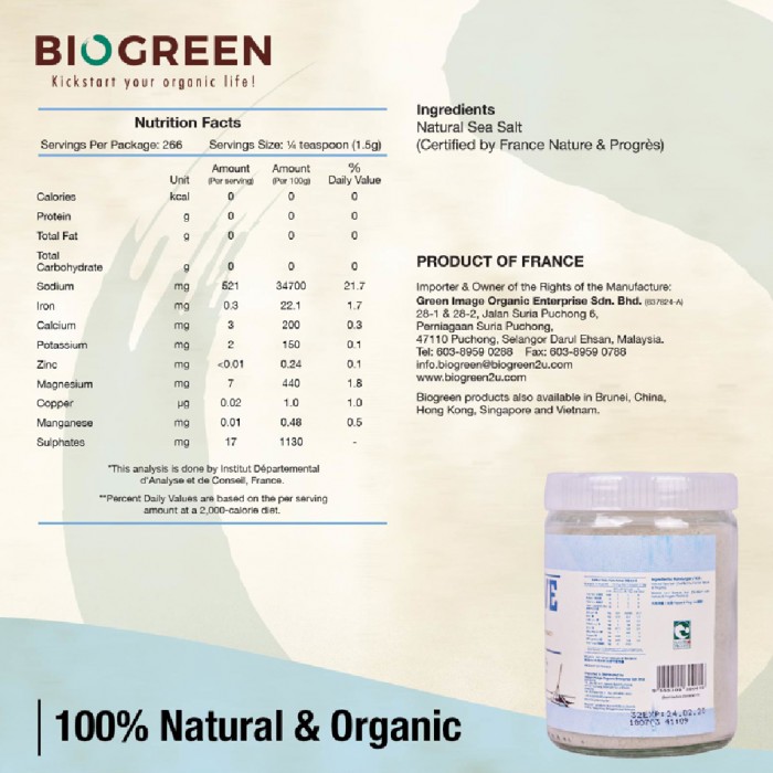 BIOGREEN 84 Live Sea Salt (Fine) 400g