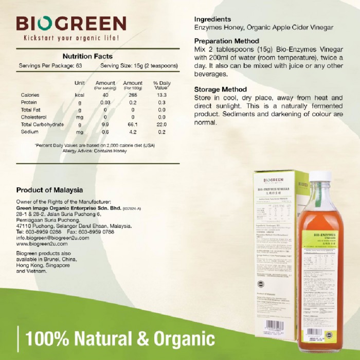 BIOGREEN Bio-Enzymes Vinegar 950g