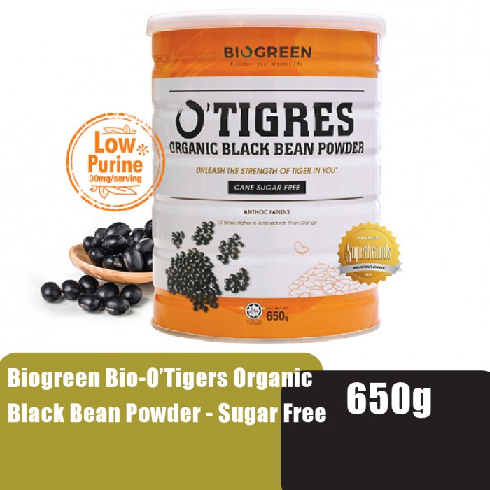 BIOGREEN O’Tigres Organic Black Bean Powder 650g – No Added Cane Sugar