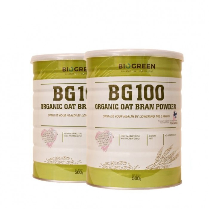 BIOGREEN BG100 Organic Oat Bran Powder 500g X 2