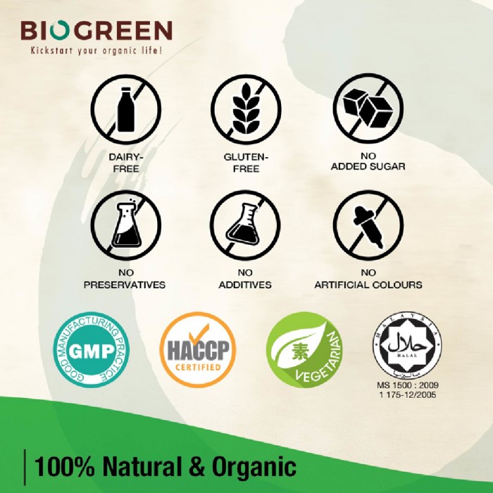 BIOGREEN BG100 Organic Oat Bran Powder 500g X 2