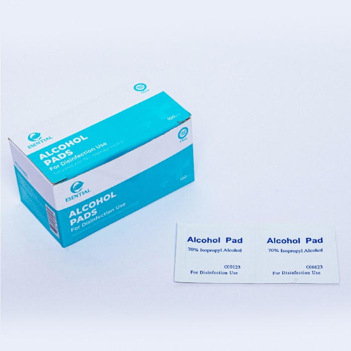 ESENTIAL Disposable Alcohol Pad/ Alcohol Swab 100's With isopropyl alcohol 70% 一次性酒精棉片