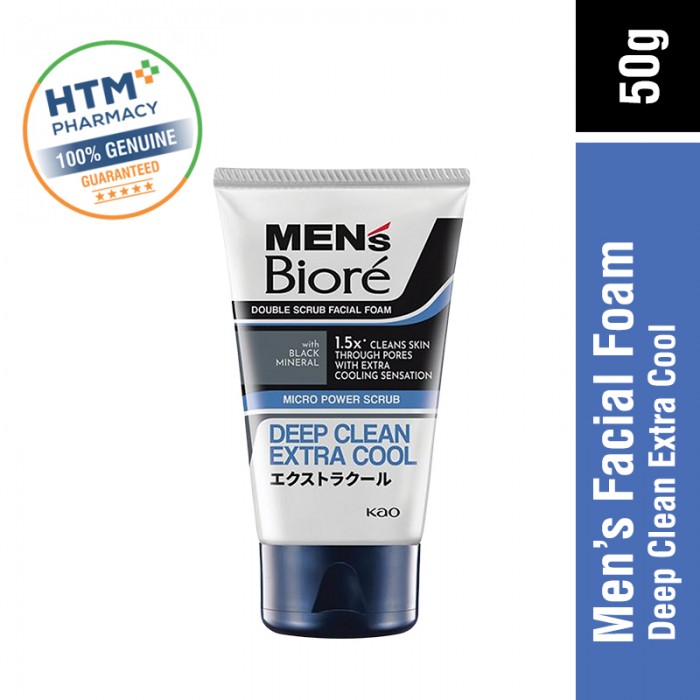 Biore Men's Double Scrub Facial Foam 50G - Extra Cool