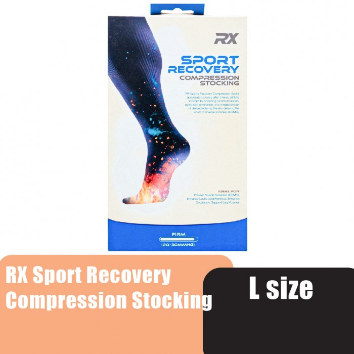 Rx Sport Recovery Compression Stocking Size (L) - Enhance Lactic Acid Removal & Blood Circulation