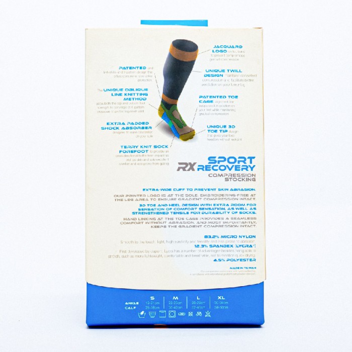 Rx Sport Recovery Compression Stocking Size (L) - Enhance Lactic Acid Removal & Blood Circulation