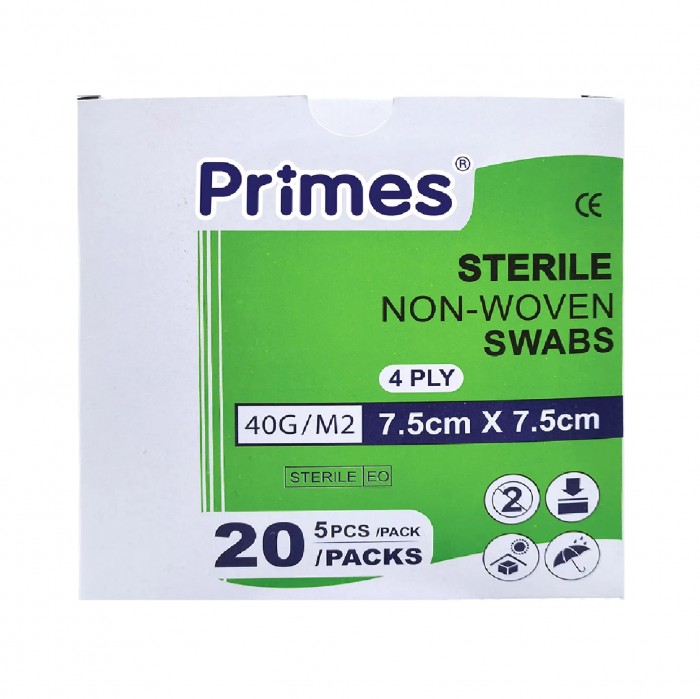 PRIMES Non-Woven Gauze Swab 40G/M2 7.5cm x 7.5cm 100's (Unigloves)