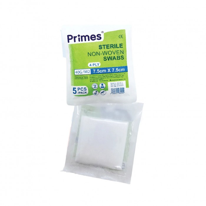 PRIMES Non-Woven Gauze Swab 40G/M2 7.5cm x 7.5cm 100's (Unigloves)