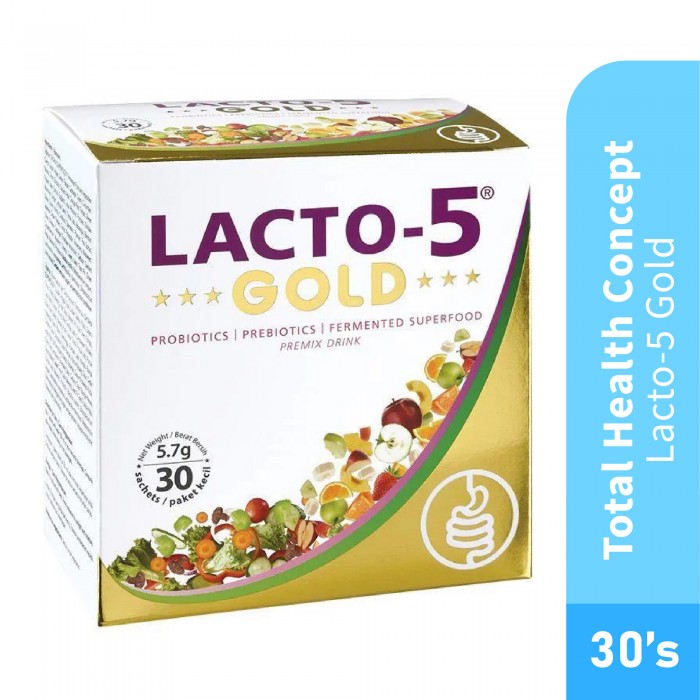 THC Lacto-5 Gold 30's for Detox, Digestion & Gut Health with Probiotic, Prebiotic, Probiotic Supplement, 益生菌