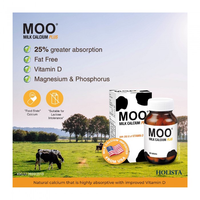 THC Moo Milk Calcium Plus With Vitamin D 60's X2 + 30's for Bone, Ubat Tulang, 钙 - Total Health Concept