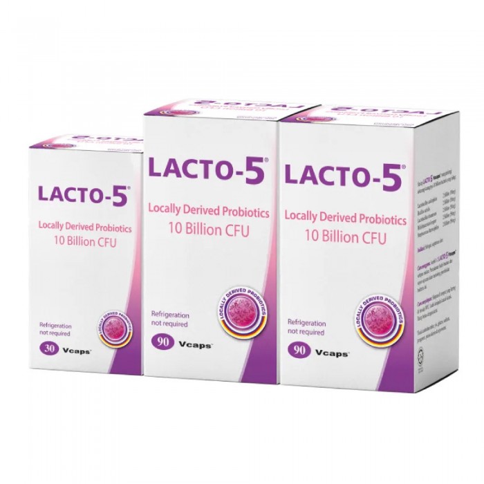 THC Lacto-5 90's X 2 + 30's for Digestion & Gut Health with Probiotic, Lactobacillus Rhamnosus, Good Bacteria