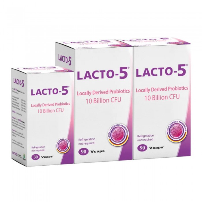 THC Lacto-5 90's X 2 + 30's for Digestion & Gut Health with Probiotic, Lactobacillus Rhamnosus, Good Bacteria