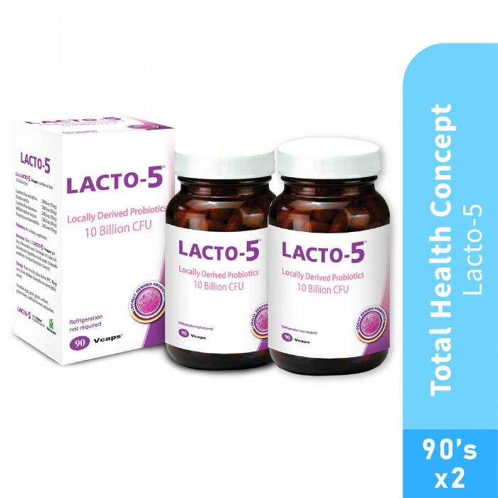 THC Lacto-5 90's X 2 for Digestion & Gut Health with Probiotic, Lactobacillus Rhamnosus, Good Bacteria